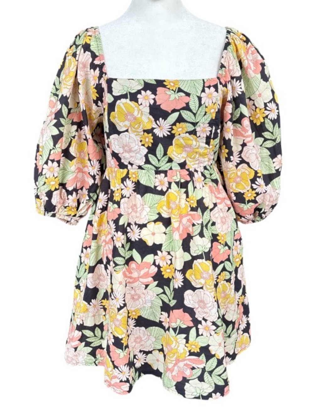 Saltwater Luxe Puff Sleeve Alanya Milkmaid Mini Dress S